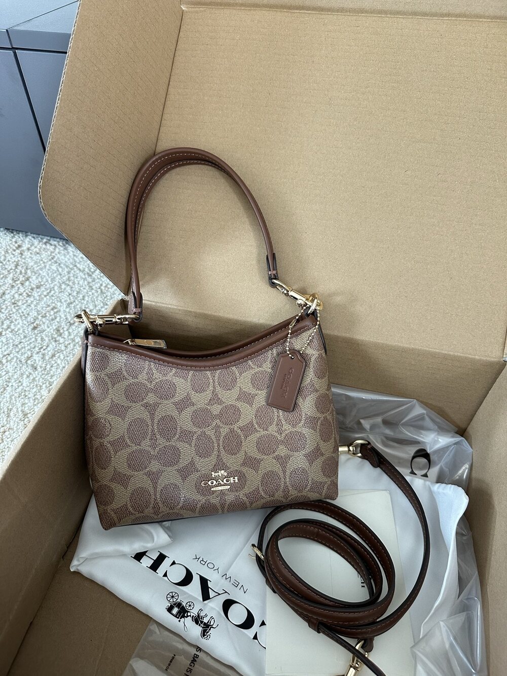Coach Classic Signature Mini Hobo Shoulder Crossbody Bag